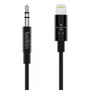 Black Belkin 3.5 mm Audio Cable With Lightning Connector | IUXCM7830